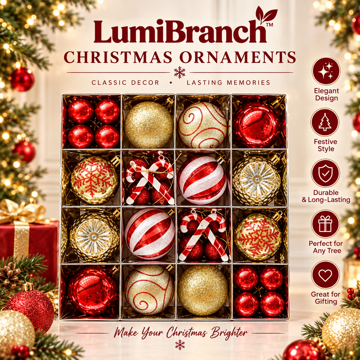Pastel Christmas Ornament Set