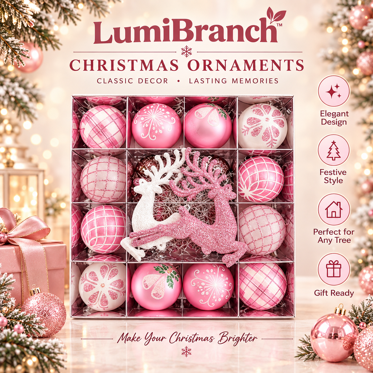 Pastel Christmas Ornament Set