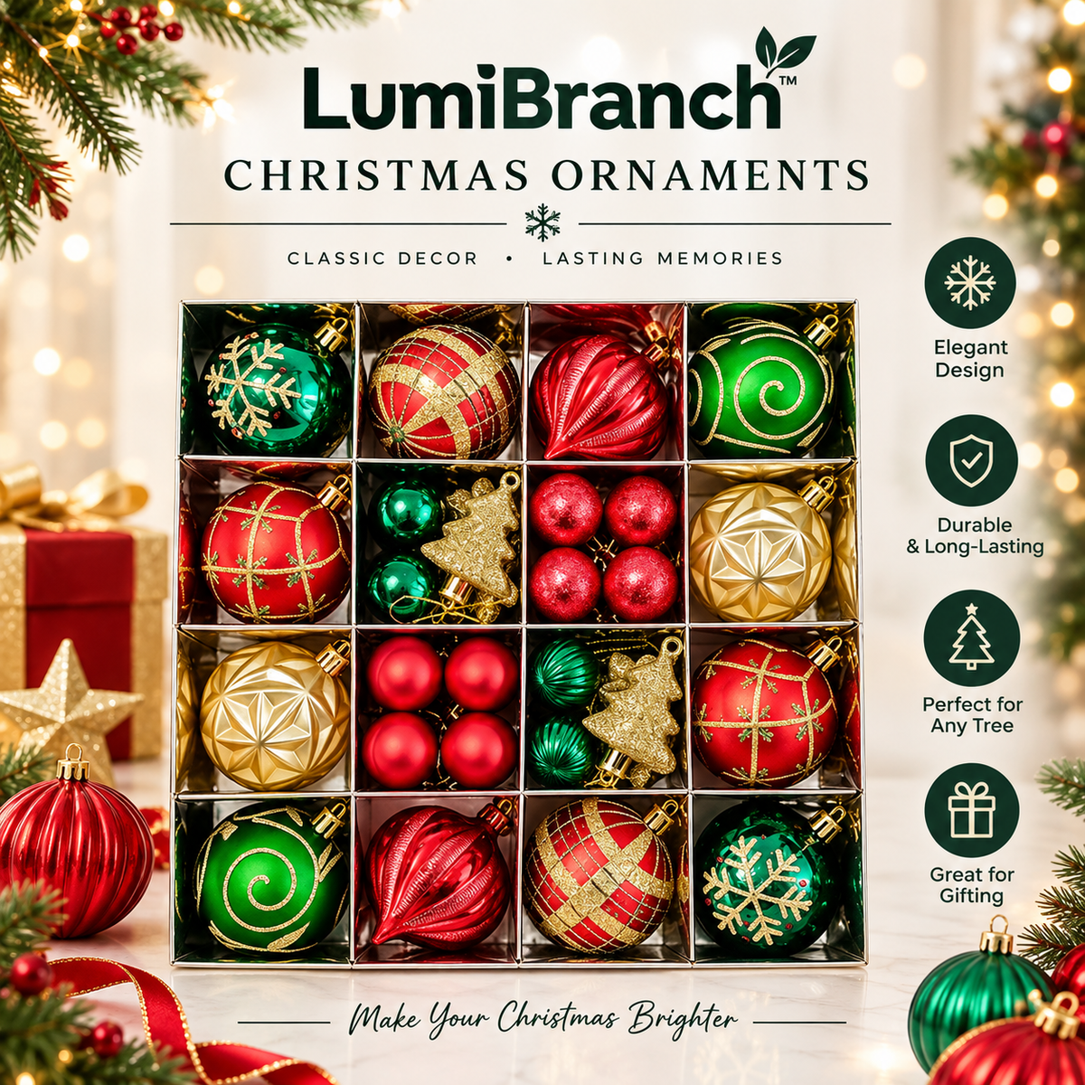 Pastel Christmas Ornament Set